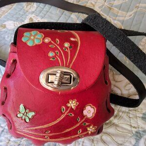 Mexicana Mini Bag Red Leather Coin Purse Made In Mexico l NEW